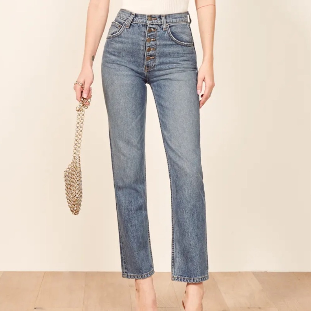 NWT! Reformation Cynthia Button Fly High Rise Straight Leg Jeans